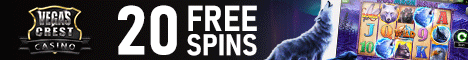 Vegas Crest  | Exclusive Bonus | 20 Free Spins No Deposit | Gambling City